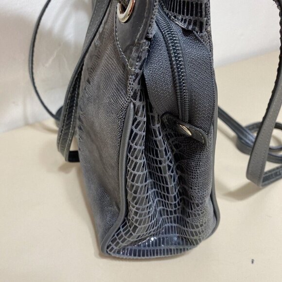 DUE FRATELLI Grey Snake Embossed Leather Women's Shoulder Bag - Picture 8 of 8